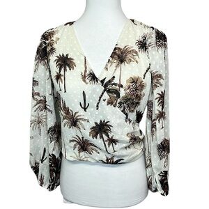 Joie Desert Palm Tree Surplice Wrap Blouse